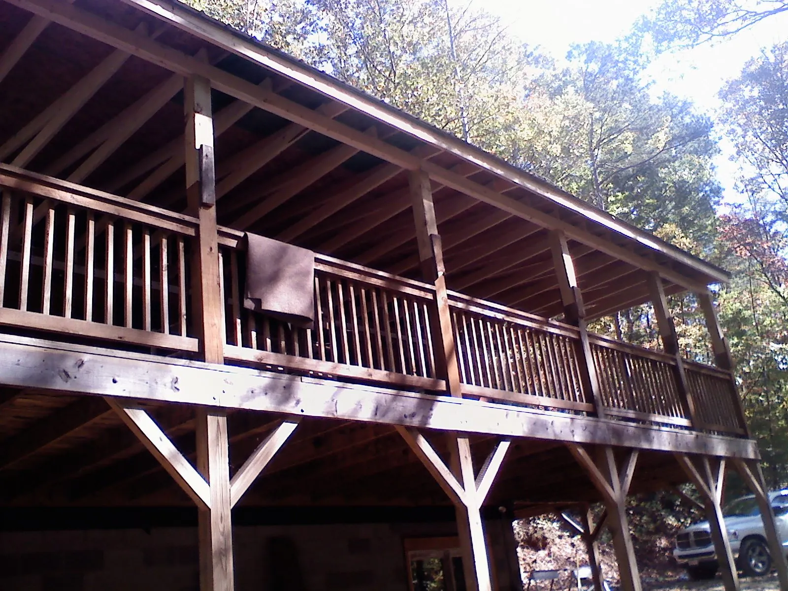 Timber framing under a new elevated porch and deck — Roof Leak Repair in Millersville by Roofing Brothers